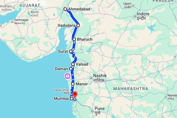 Ahmedabad to Surat route
