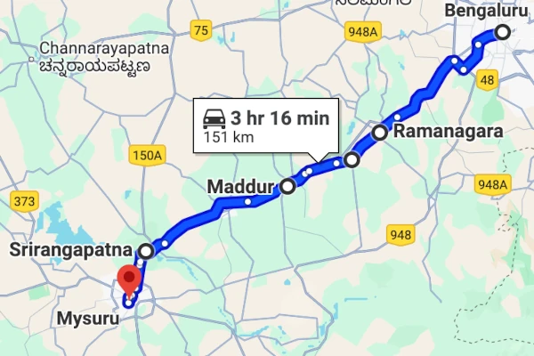 Bangalore to Mysore cab route