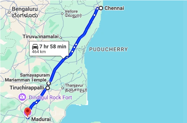 Chennai to Madurai route