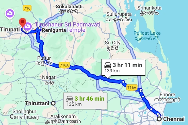 Chennai to Tirupati route