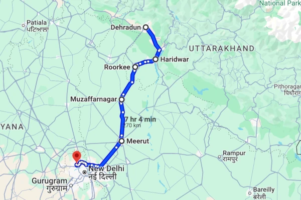 Dehradun to Delhi cab route