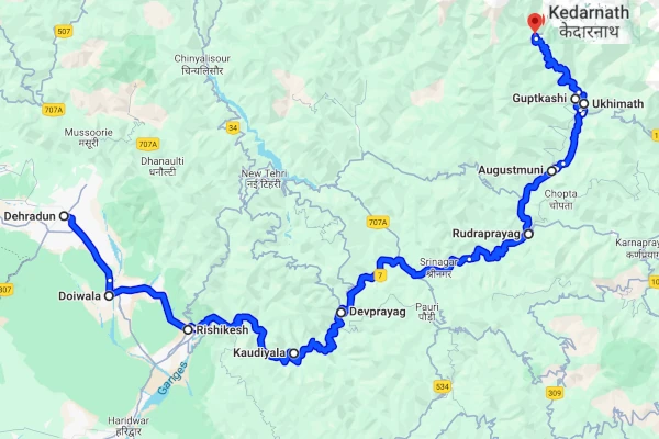 Dehradun to Kedarnath route