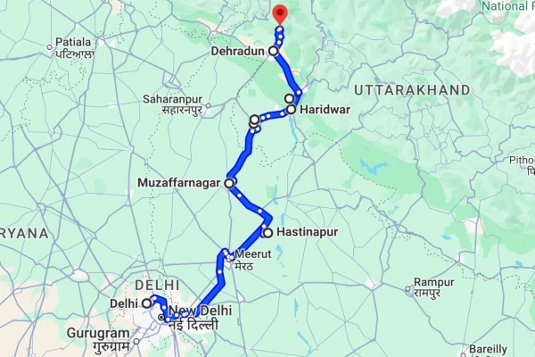 Delhi to Agra route