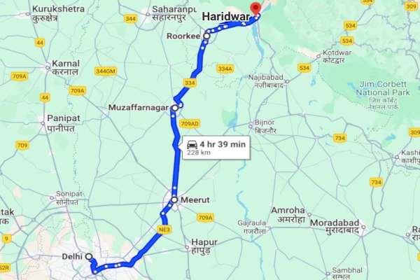 Delhi to Haridwar route