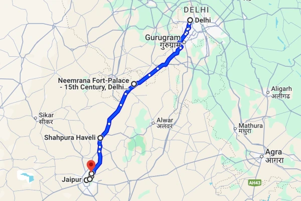 Delhi to Agra route
