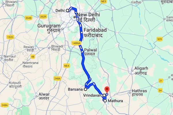 Delhi to Agra route