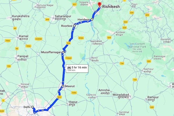 Delhi to Rishikesh cab route