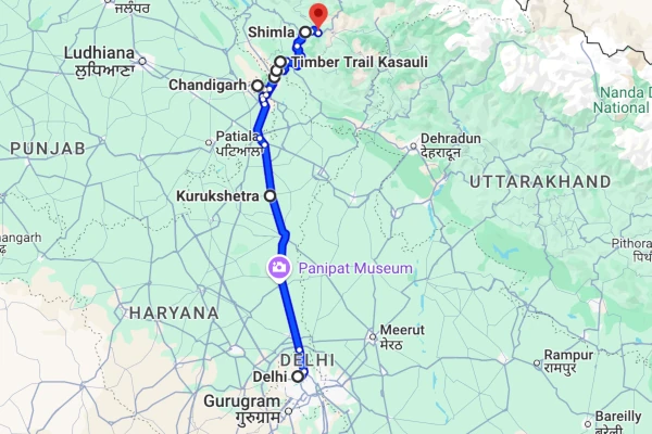 Delhi to Shimla route