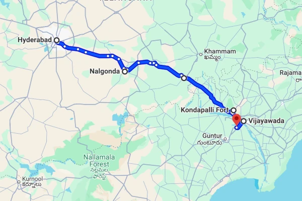 Hyderabad to Vijayawada route