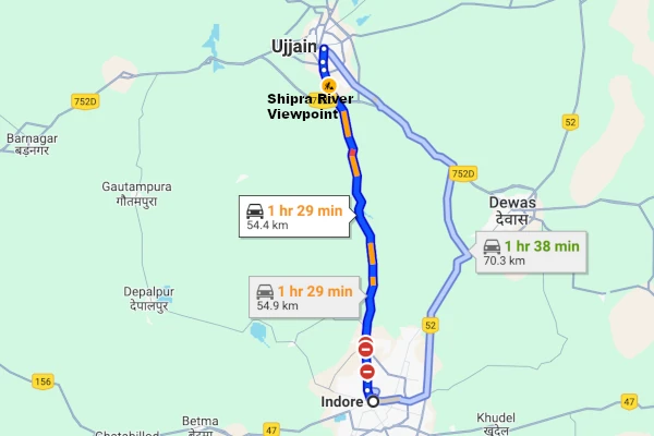 Indore to Ujjain cab route