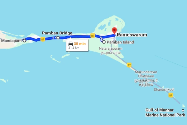 Mandapam to Rameswaram route