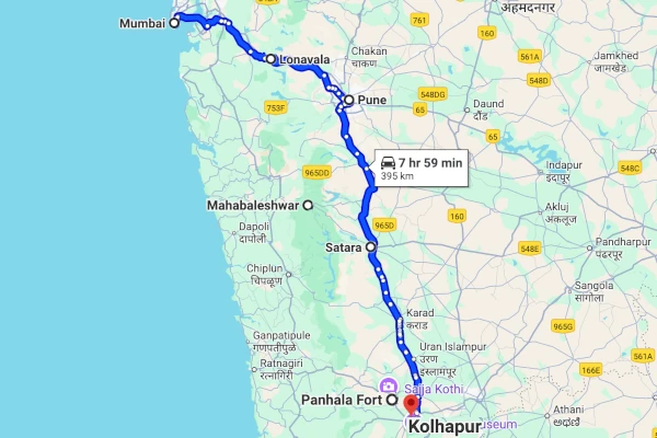 Mumbai to Kolhapur route