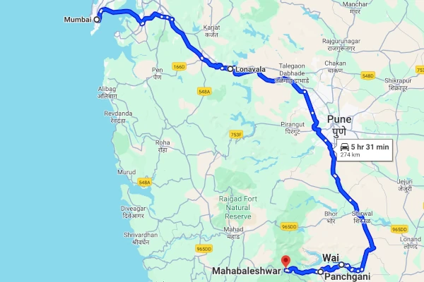 Mahabaleshwar to Mumbai route