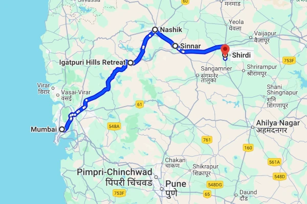 Mumbai to Shirdi route