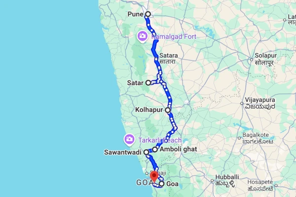 Pune to Goa route