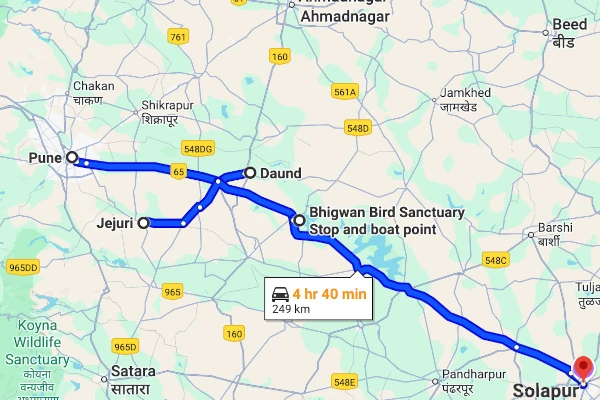 Pune to Solapur route