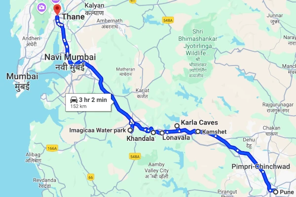 Pune to Thane route