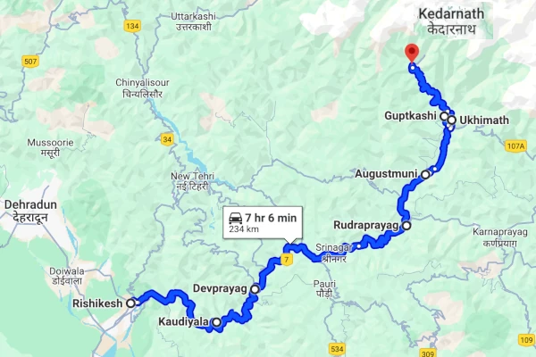 Rishikesh to Kedarnath route