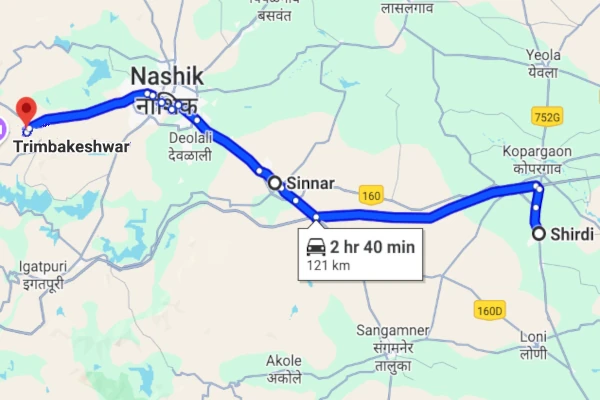 Shirdi to Trimbakeshwar route