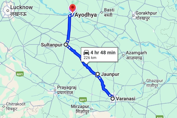 Varanasi to Ayodhya route