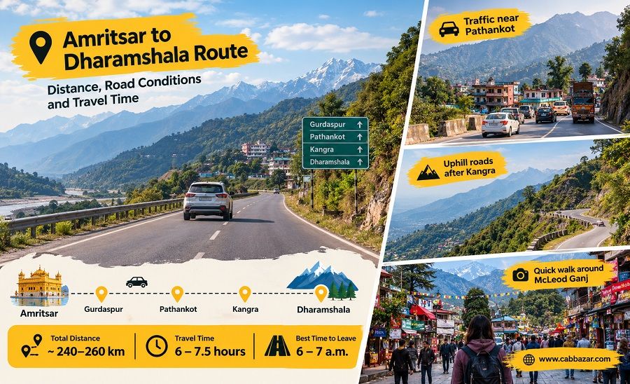 Amritsar to Dharamshala Route