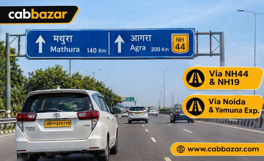 Delhi Airport to Mathura Route