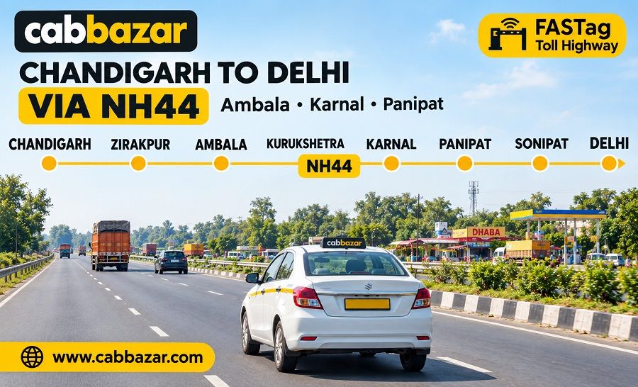 Chandigarh to Delhi via NH44