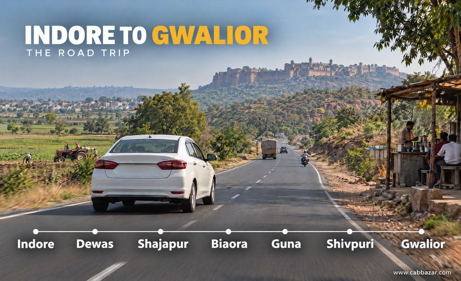 Indore to Gwalior Route by Car